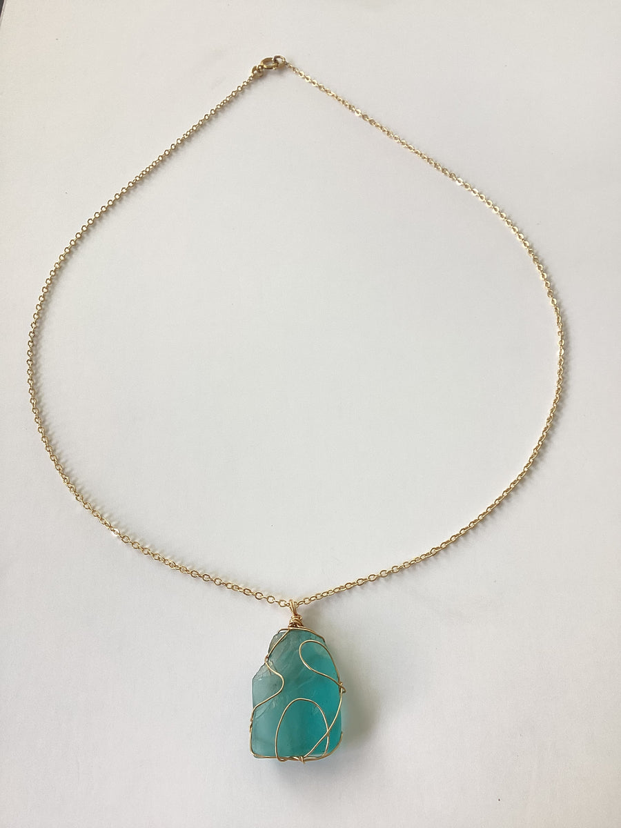 Seafoam Blue Seaglass Necklace