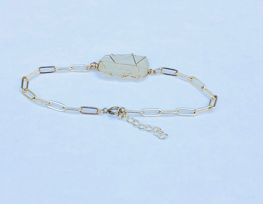Seafoam White Seaglass Bracelet