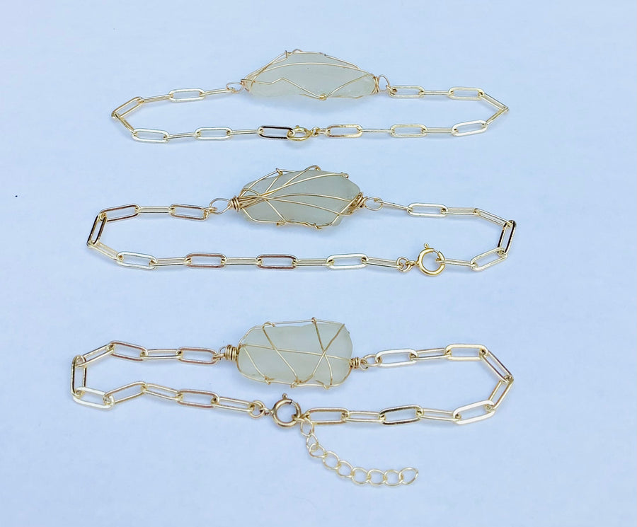Seafoam White Seaglass Bracelet