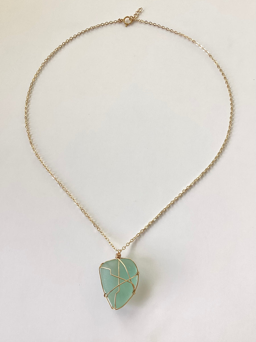 Seafoam Blue Seaglass Necklace