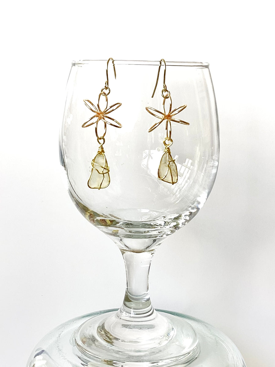 White Seaglass Star Earrings