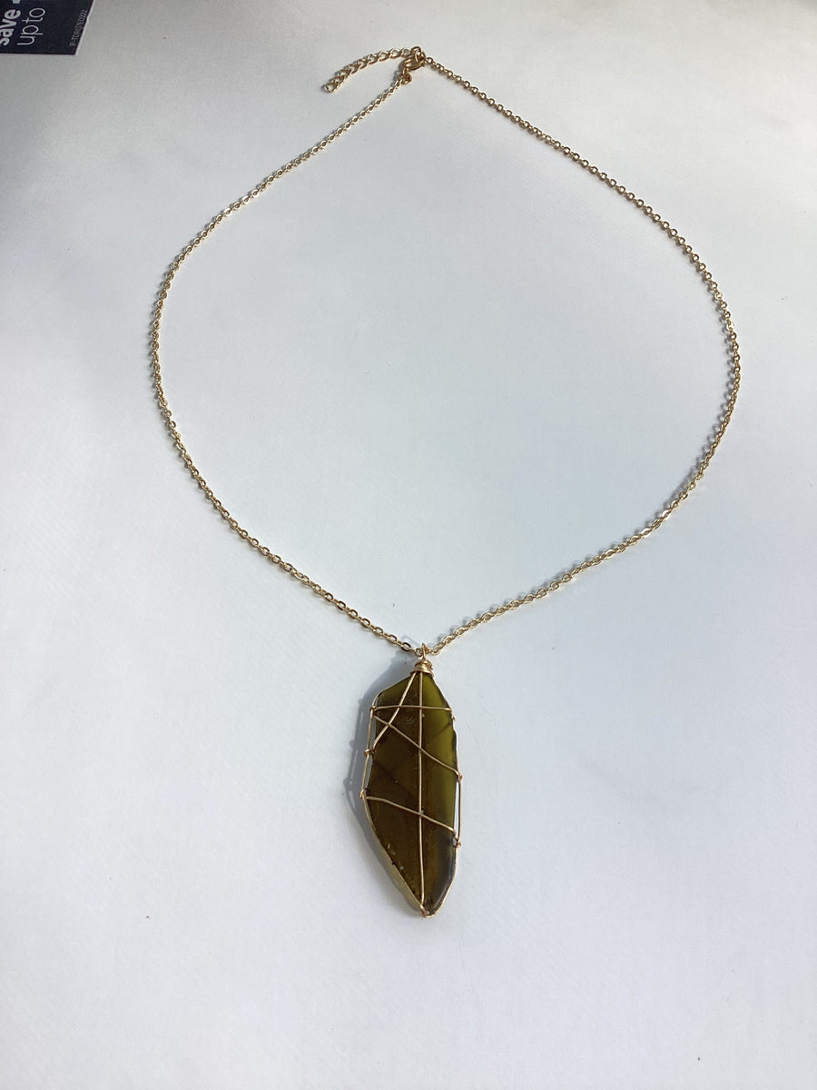 Olive Green Seaglass Necklace