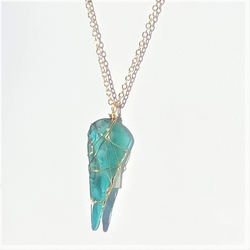 Deep Blue Seaglass Necklace