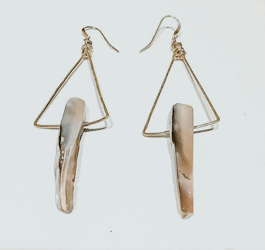Abalone Triangle Earrings